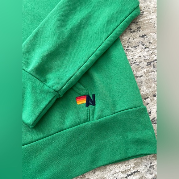 Aviator Nation 5 Stripe Green Zip Up Hoodie Size M Made USA Rare St Pattys Day - Picture 2 of 11